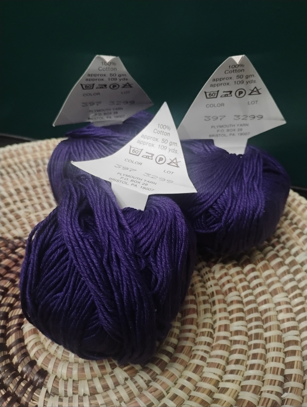 Plymouth Yarn Co. Cleo Egyptian Cotton Yarn Violet Purple 3 Skein Lot NEW - Picture 5 of 8